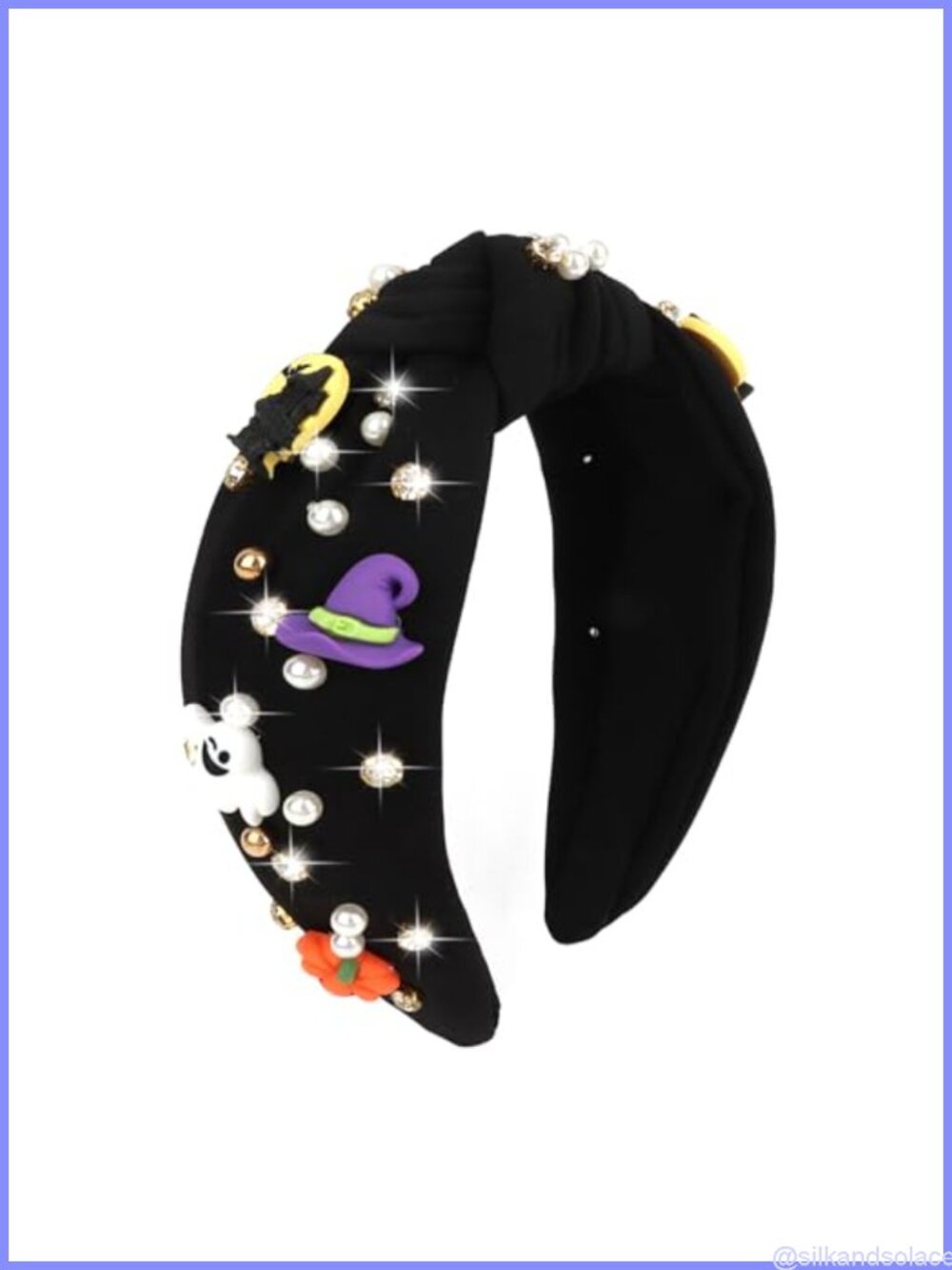 Halloween Knotted Headband Rhinestone Pearl Knot Hairband Costume Party Gift